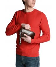 PIQUADRO BLUE SQUARE Mini borsello in pelle 3 zip blu - Porta tablet & Organizer - 5