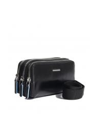 PIQUADRO BLUE SQUARE Mini borsello in pelle 3 zip Nero - Porta tablet & Organizer - 3