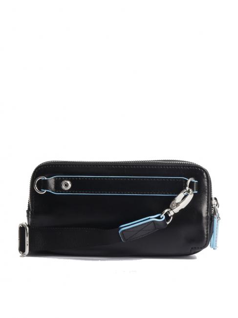BLUE SQUARE Mini borsello in pelle 3 zip Nero - Porta tablet & Organizer
