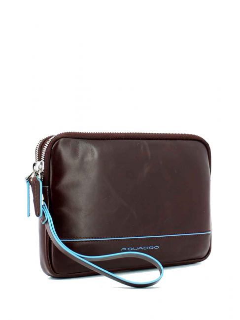 BLUE SQUARE Pochette in pelle con polsierina MOGANO - Tracolle Uomo