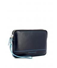 PIQUADRO BLUE SQUARE Pochette in pelle con polsierina blu - Tracolle Uomo - 2