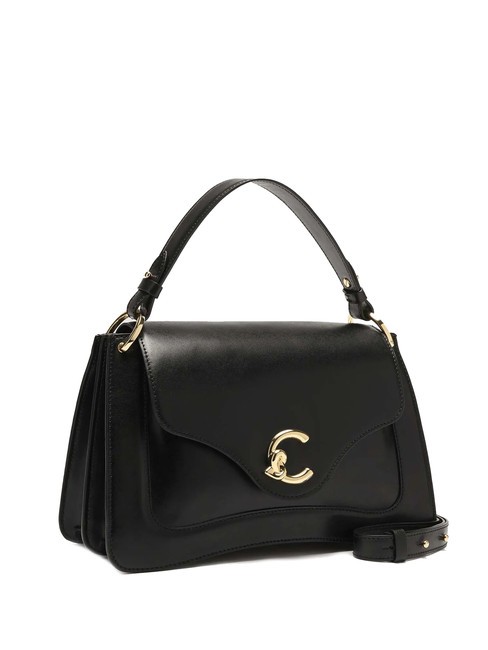 C-ME CALF COCKER Borsa cartelletta in pelle con tracolla Nero - Borse Donna