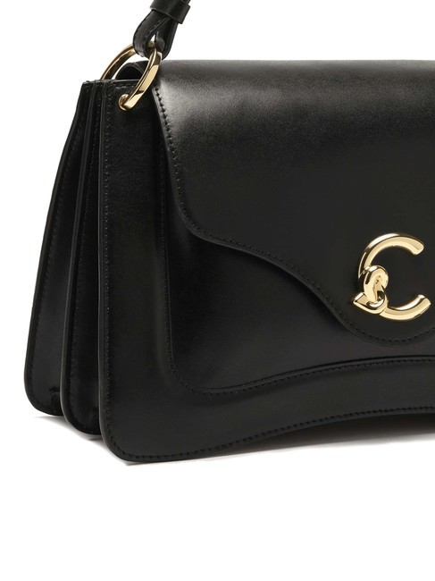 C-ME CALF COCKER Borsa cartelletta in pelle con tracolla Nero - Borse Donna