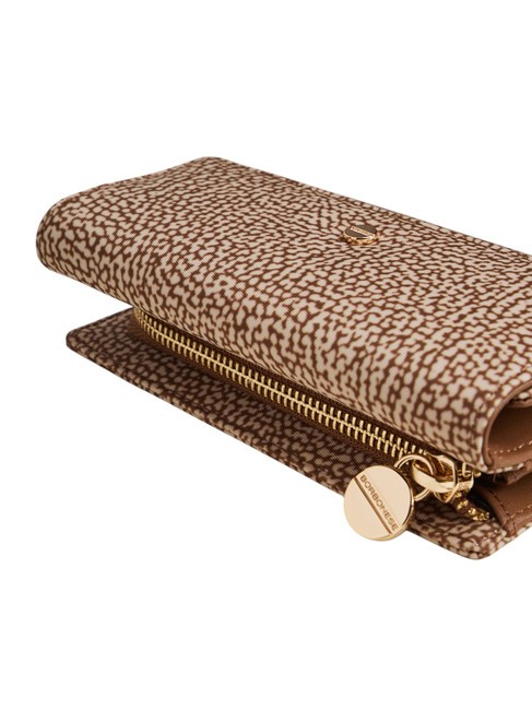 CLASSICA MEDIUM Portafoglio in tessuto riciclato e pelle beige brown - Portafogli Donna