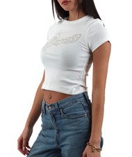GUESS SS CN RIB LOGO T-shirt a maniche corte purwhite - T-shirt e Top Donna - 2