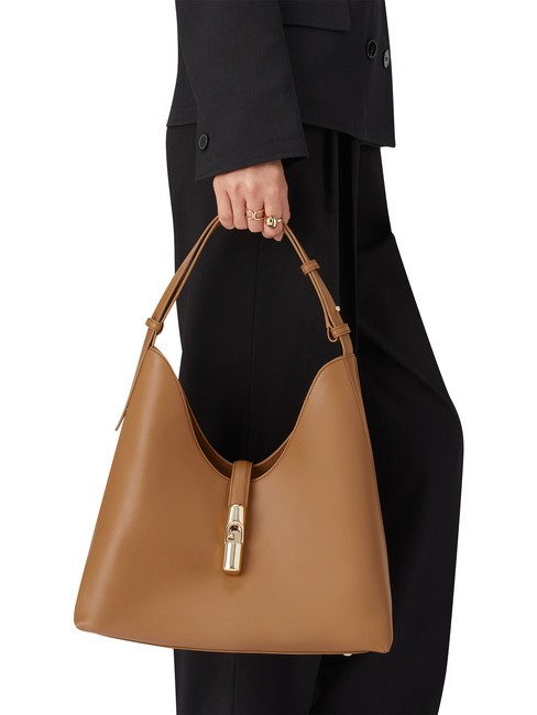 GOCCIA Borsa in pelle a spalla brandy - Borse Donna