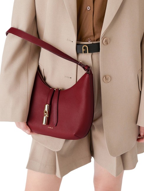 GOCCIA Borsa a spalla pelle martellata CILIEGIA d - Borse Donna