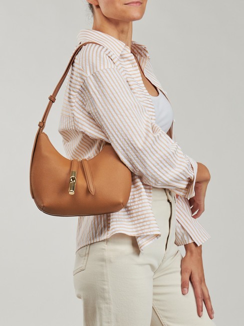 GOCCIA Borsa a spalla pelle martellata brandy - Borse Donna