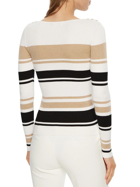 EVIE STRIPED  Maglia a righe white black gold str - Maglie Donna