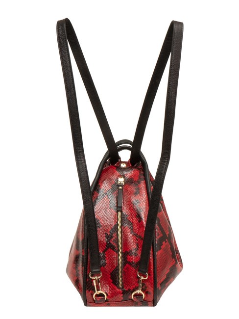 TRIO Zaino sacca in pelle stampa pitone pitone rosso - Borse Donna