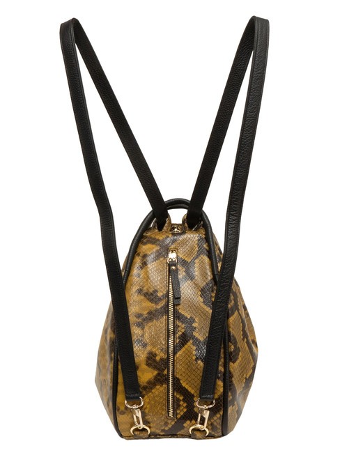 TRIO Zaino sacca in pelle stampa pitone pitone marrone - Borse Donna