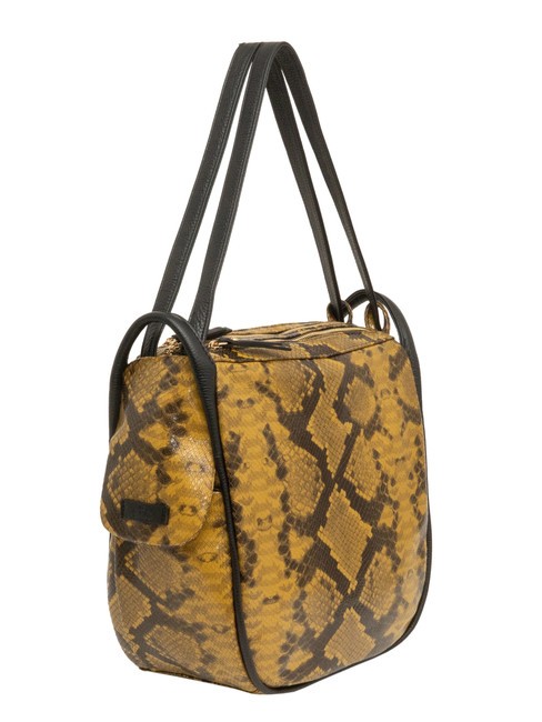 TRIO Zaino sacca in pelle stampa pitone pitone marrone - Borse Donna