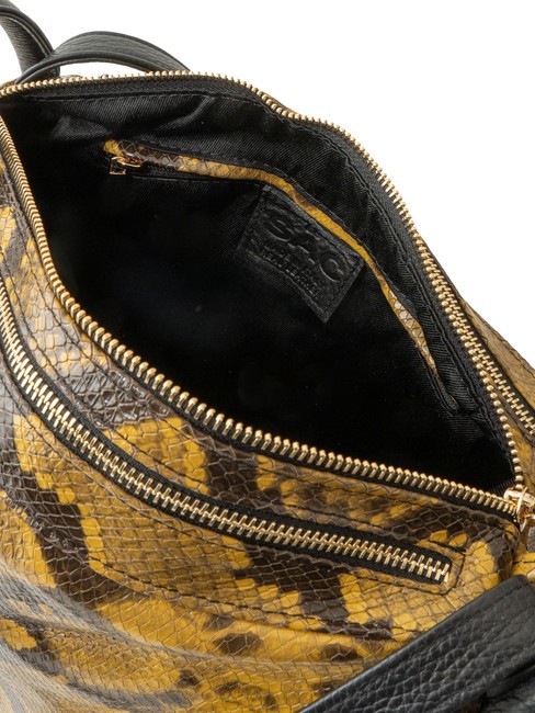 TRIO Zaino sacca in pelle stampa pitone pitone marrone - Borse Donna