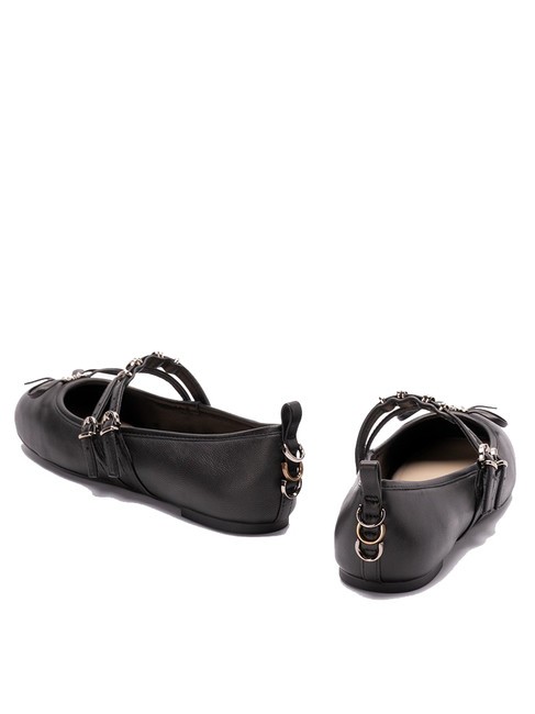 GIOIA Ballerine in pelle con due cinturini nero limousine - Scarpe Donna