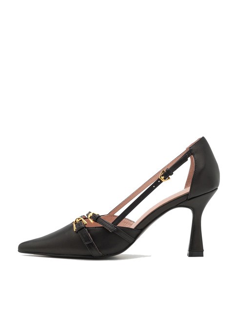 FERNANDA D&eacute;collet&eacute; in pelle con cinturini Nero - Scarpe Donna
