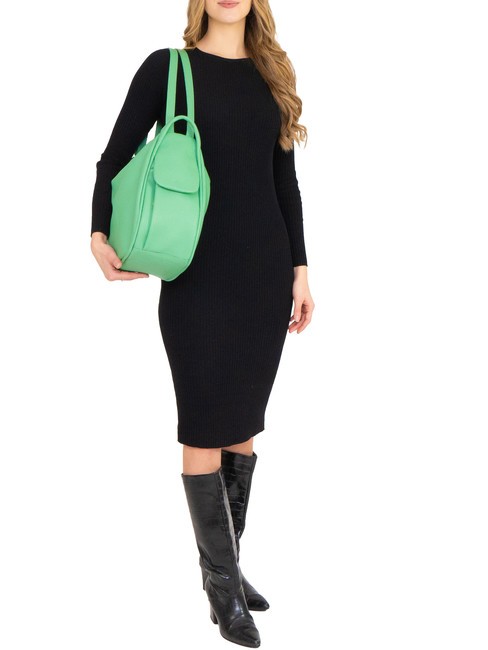 TRIO  Zaino sacca in pelle martellata verde - Borse Donna