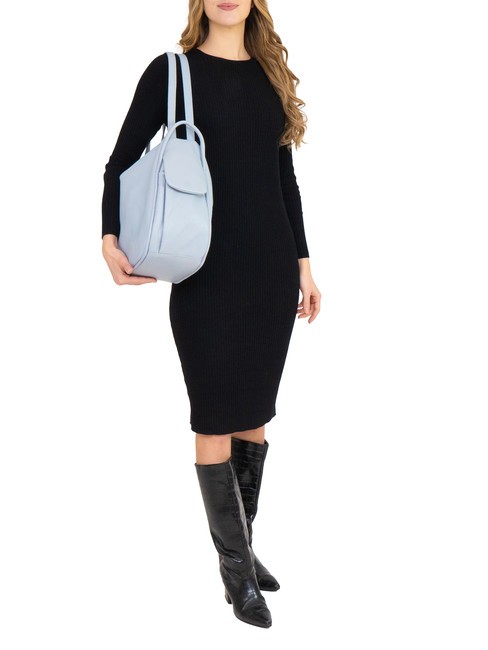 TRIO  Zaino sacca in pelle martellata azzurro polvere - Borse Donna