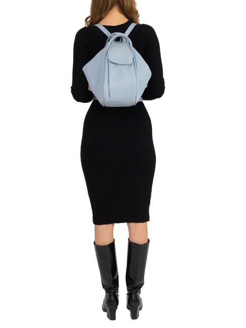 TRIO  Zaino sacca in pelle martellata azzurro polvere - Borse Donna