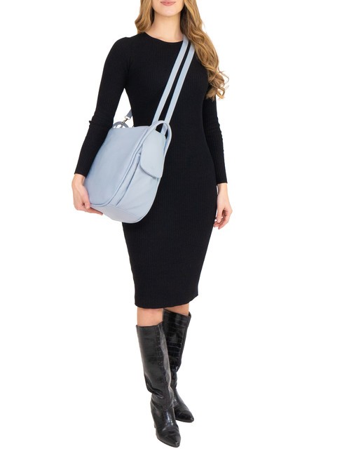 TRIO  Zaino sacca in pelle martellata azzurro polvere - Borse Donna