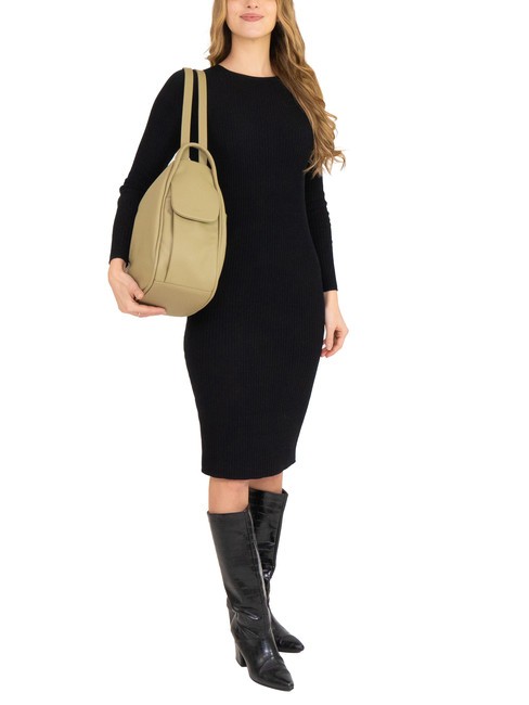 TRIO  Zaino sacca in pelle martellata tortora - Borse Donna