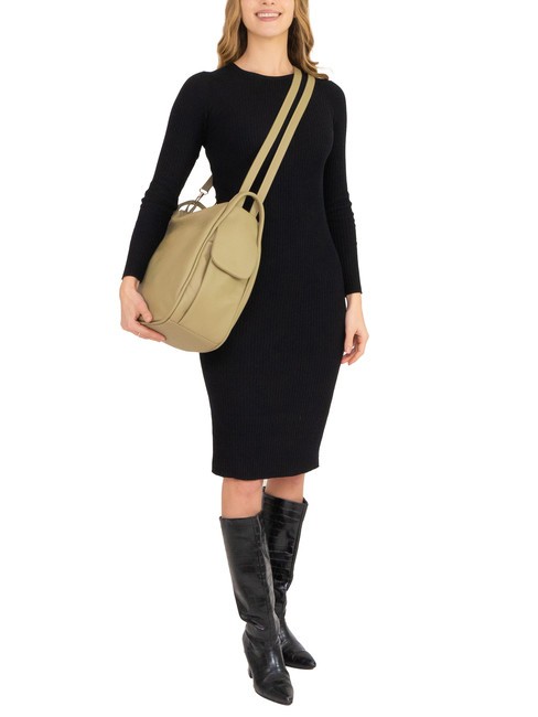 TRIO  Zaino sacca in pelle martellata tortora - Borse Donna