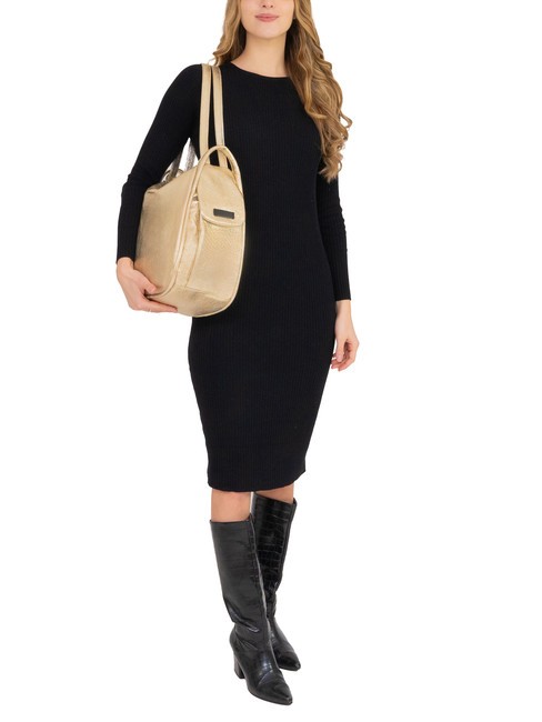 TRIO Zaino sacca in pelle metallizzata oro - Borse Donna