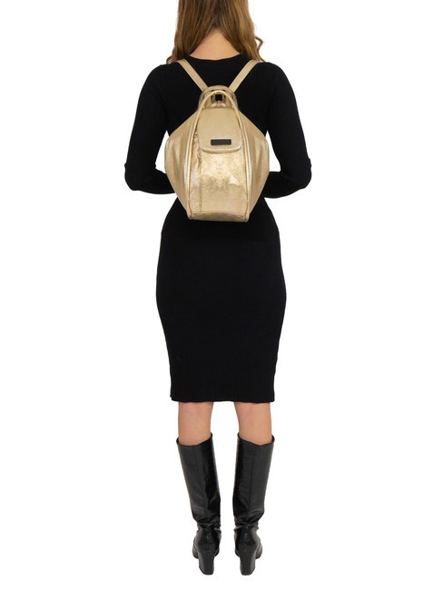 TRIO Zaino sacca in pelle metallizzata oro - Borse Donna