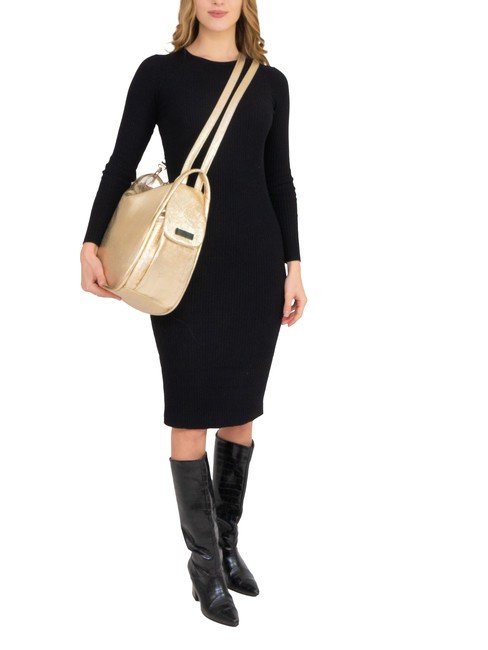 TRIO Zaino sacca in pelle metallizzata oro - Borse Donna