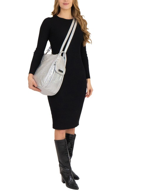 TRIO Zaino sacca in pelle metallizzata argento - Borse Donna
