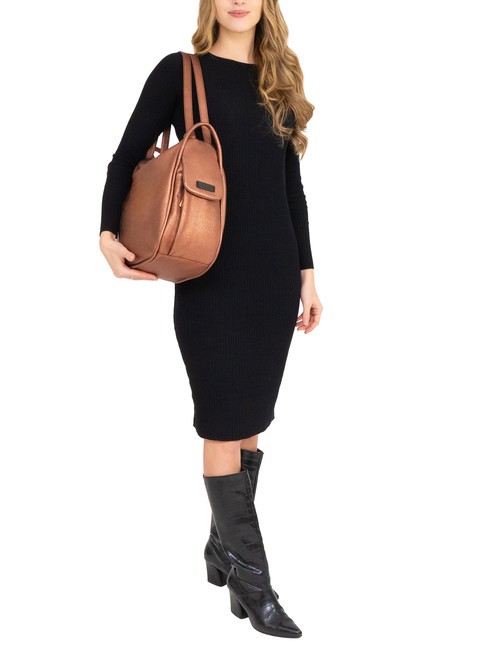 TRIO Zaino sacca in pelle metallizzata bronzo - Borse Donna