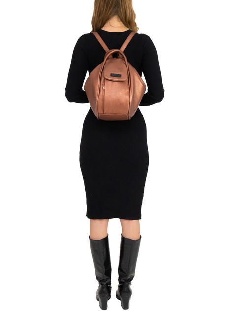 TRIO Zaino sacca in pelle metallizzata bronzo - Borse Donna