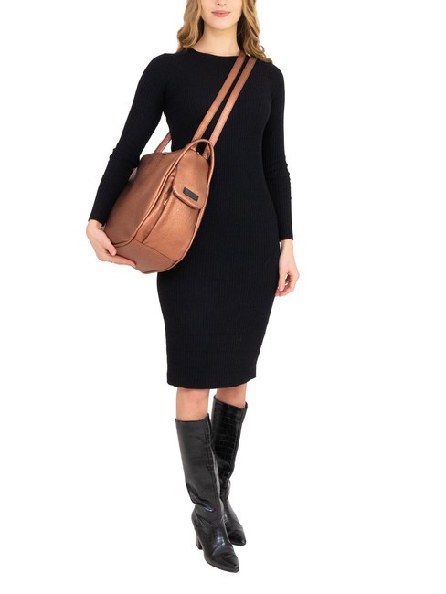 TRIO Zaino sacca in pelle metallizzata bronzo - Borse Donna