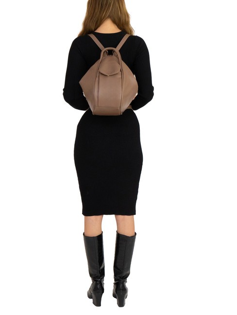 TRIO Zaino sacca in pelle nappa marrone - Borse Donna