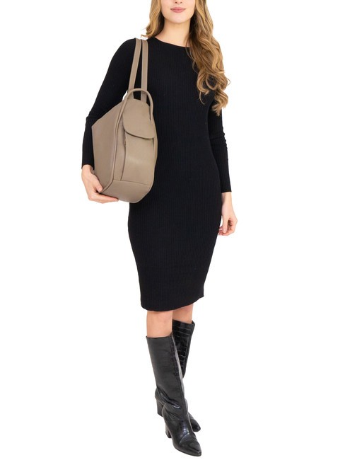 TRIO Zaino sacca in pelle nappa fango - Borse Donna