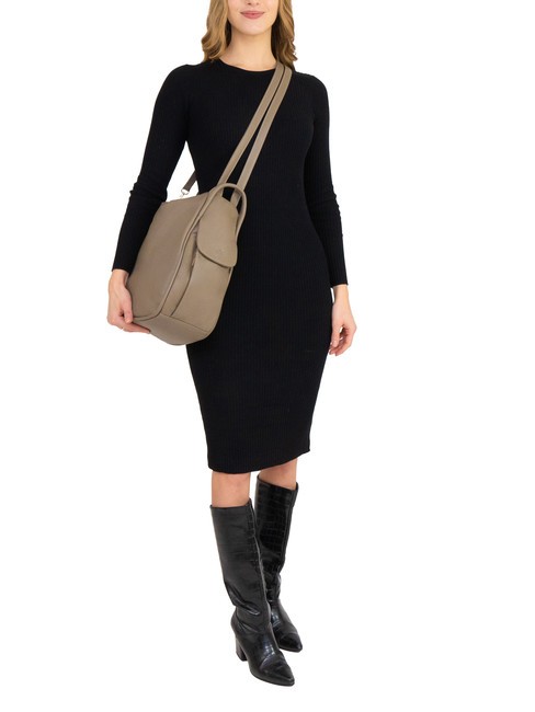 TRIO Zaino sacca in pelle nappa fango - Borse Donna