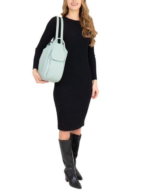 TRIO Zaino sacca in pelle nappa verde salvia medio - Borse Donna