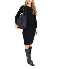 LESAC TRIO Zaino sacca in pelle stampa cocco nero26 - Borse Donna - 4