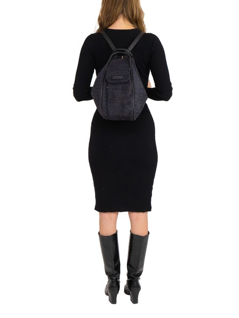 TRIO Zaino sacca in pelle stampa cocco nero26 - Borse Donna