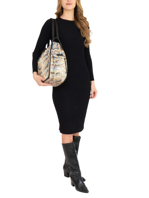 TRIO Zaino sacca in pelle stampa pitone pitone grigio - Borse Donna