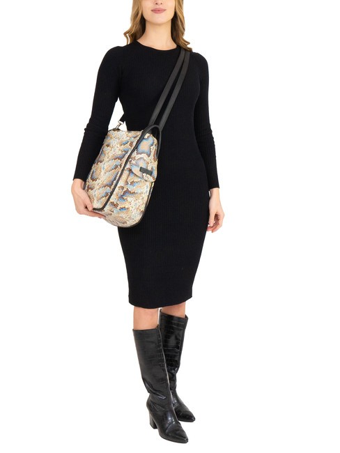 TRIO Zaino sacca in pelle stampa pitone pitone grigio - Borse Donna