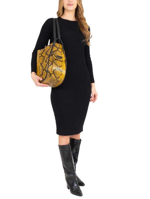 TRIO Zaino sacca in pelle stampa pitone pitone marrone - Borse Donna