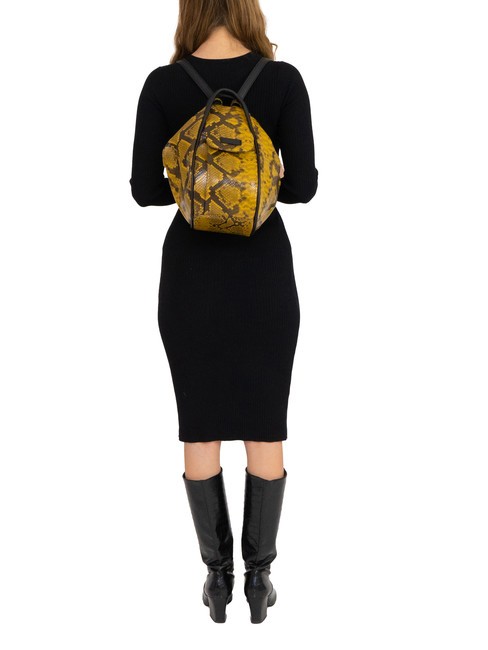 TRIO Zaino sacca in pelle stampa pitone pitone marrone - Borse Donna