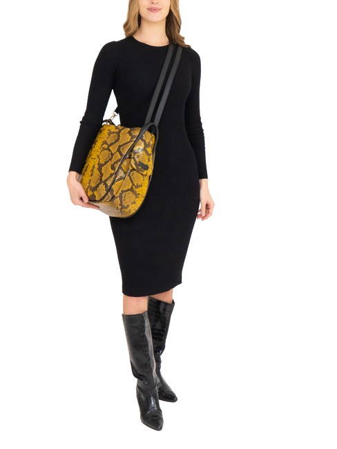 TRIO Zaino sacca in pelle stampa pitone pitone marrone - Borse Donna