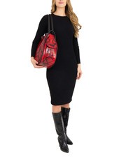 LESAC TRIO Zaino sacca in pelle stampa pitone pitone rosso - Borse Donna - 4