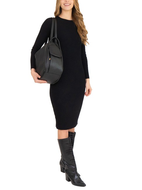 TRIO  Zaino sacca in pelle martellata nero25 - Borse Donna