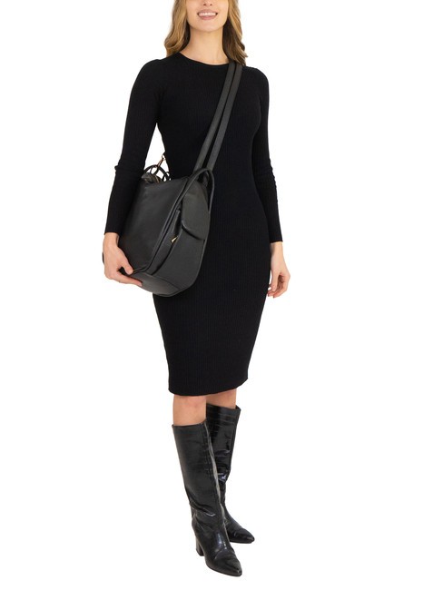 TRIO  Zaino sacca in pelle martellata nero25 - Borse Donna