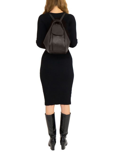 TRIO  Zaino sacca in pelle martellata caffe25 - Borse Donna