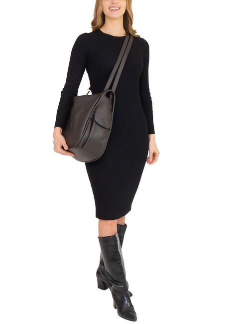 TRIO  Zaino sacca in pelle martellata caffe25 - Borse Donna