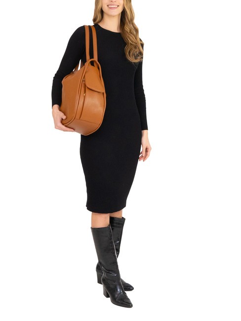 TRIO  Zaino sacca in pelle martellata cuoio25 - Borse Donna