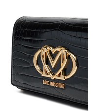 LOVE MOSCHINO CROCO Pochette a tracolla croco nero - Borse Donna - 3